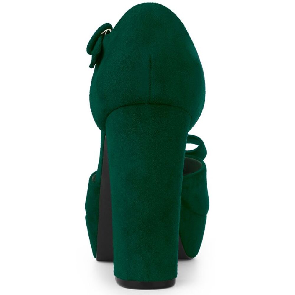 Mary Janes Platform Pumps Halloween Costumes Green Chunky Heels Dress Shoes - Picture 4 of 6